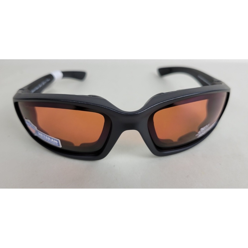New Epoch Foam Padded Motorcycle Sunglasses Black Frames Amber Lens ANSI‎ Z87.1+